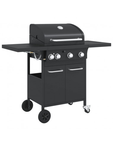 Griglia Barbecue a Gas con 4 Bruciatori Nero in Acciaio