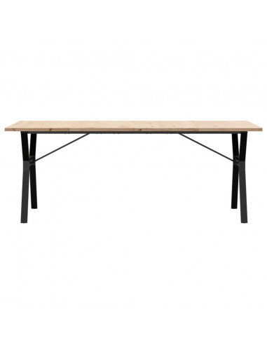 Tavolo Pranzo Telaio a Y 200x100x75,5 cm Massello Pino e Ghisa