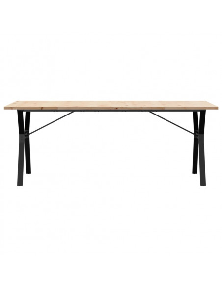 Tavolo Pranzo Telaio a Y 200x100x75,5 cm Massello Pino e Ghisa