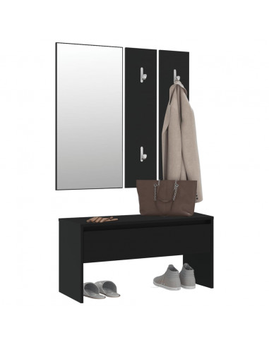 Set di Mobili da Corridoio Nero in Legno Multistrato