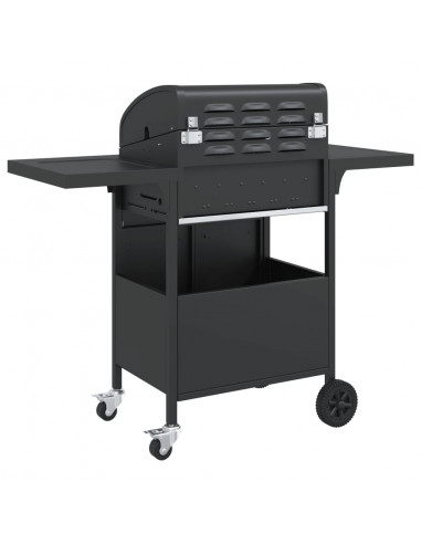 Griglia Barbecue a Gas con 4 Bruciatori Nero in Acciaio