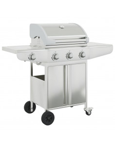 Griglia Barbecue a Gas con 4 Bruciatori Argento in Acciaio 2