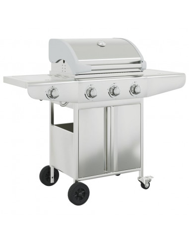 Griglia Barbecue a Gas con 4 Bruciatori Argento in Acciaio