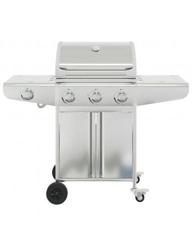 Griglia Barbecue a Gas con 4 Bruciatori Argento in Acciaio