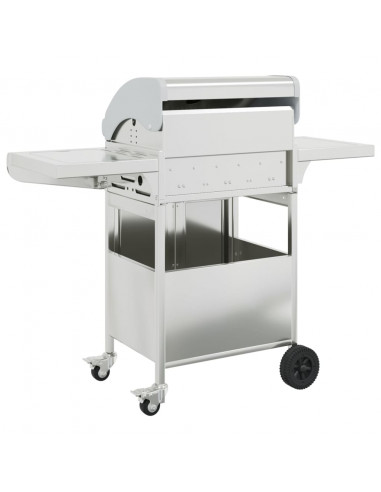 Griglia Barbecue a Gas con 4 Bruciatori Argento in Acciaio