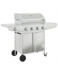 Griglia Barbecue a Gas con 5 Bruciatori Argento in Acciaio 2