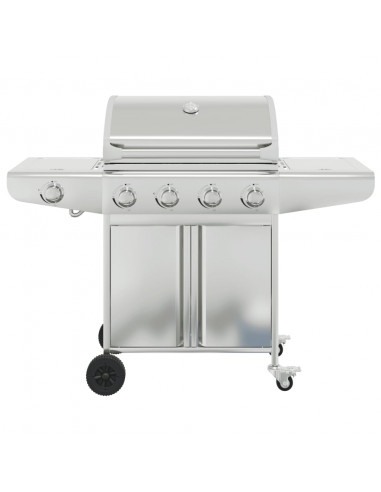 Griglia Barbecue a Gas con 5 Bruciatori Argento in Acciaio