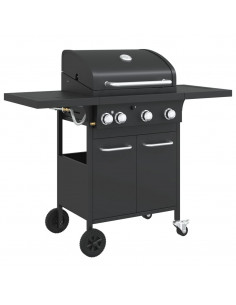 Griglia Barbecue a Gas con 4 Bruciatori Nero in Acciaio 2