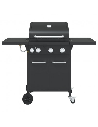 Griglia Barbecue a Gas con 4 Bruciatori Nero in Acciaio