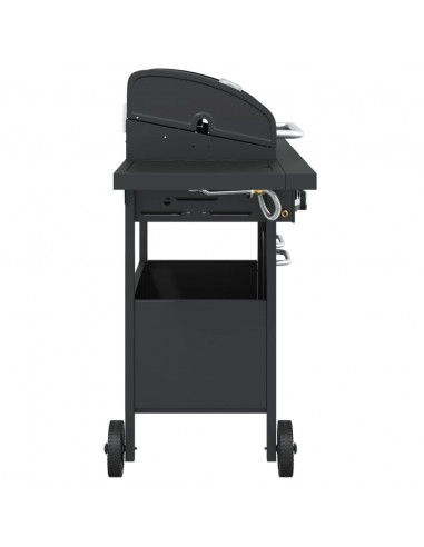 Griglia Barbecue a Gas con 4 Bruciatori Nero in Acciaio