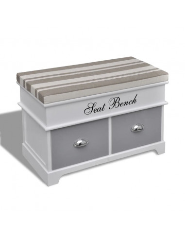 Cassapanca per Ingresso con Cuscino Grigio e 2 Cassetti