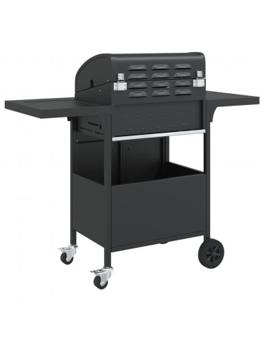 Griglia Barbecue a Gas con 4 Bruciatori Nero in Acciaio