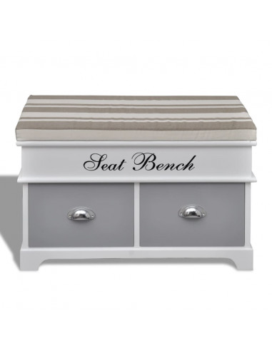 Cassapanca per Ingresso con Cuscino Grigio e 2 Cassetti