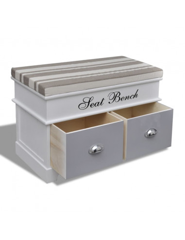 Cassapanca per Ingresso con Cuscino Grigio e 2 Cassetti