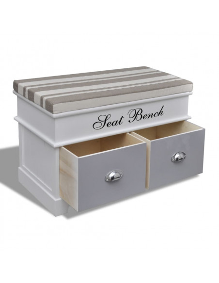 Cassapanca per Ingresso con Cuscino Grigio e 2 Cassetti