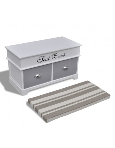Cassapanca per Ingresso con Cuscino Grigio e 2 Cassetti