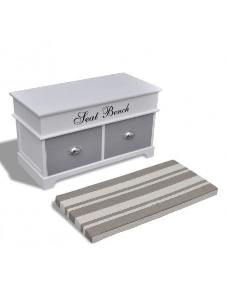 Cassapanca per Ingresso con Cuscino Grigio e 2 Cassetti