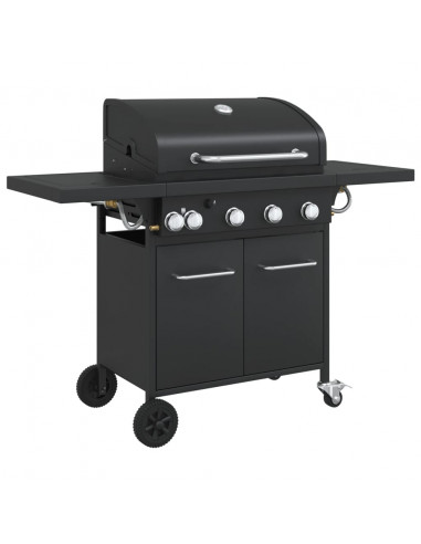 Griglia Barbecue a Gas con 5 Bruciatori Nero in Acciaio