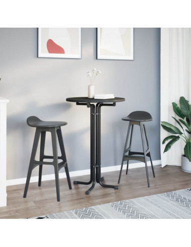 Tavolo da Pranzo Nero Ø70x110 cm Legno Multistrato e Acciaio