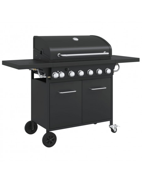Griglia Barbecue a Gas con 7 Bruciatori Nero in Acciaio
