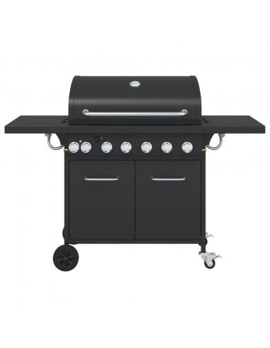 Griglia Barbecue a Gas con 7 Bruciatori Nero in Acciaio