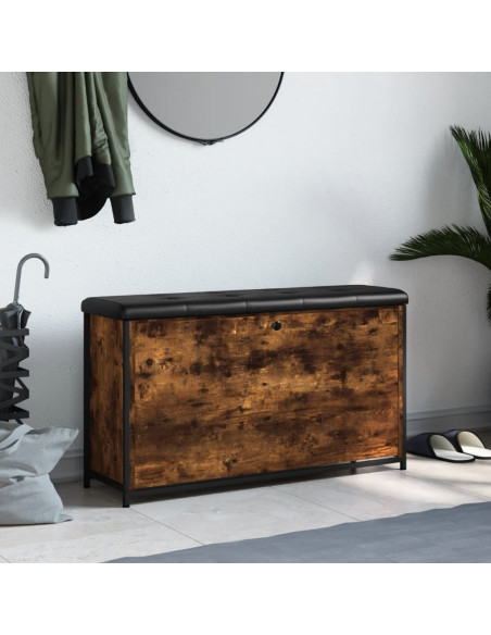 Panca Portascarpe Cassetto Ribaltabile Rovere Fumo 102x32x56cm