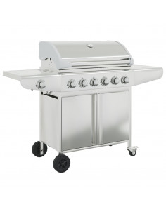 Griglia Barbecue a Gas con 7 Bruciatori Argento in Acciaio 2