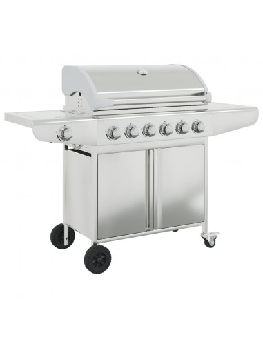 Griglia Barbecue a Gas con 7 Bruciatori Argento in Acciaio