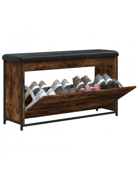 Panca Portascarpe Cassetto Ribaltabile Rovere Fumo 102x32x56cm