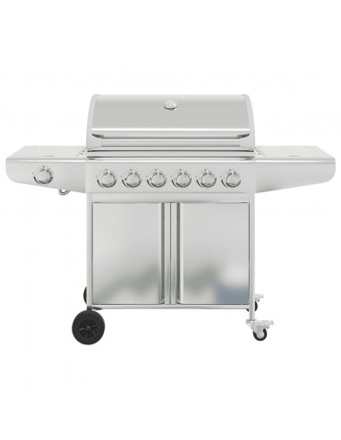 Griglia Barbecue a Gas con 7 Bruciatori Argento in Acciaio