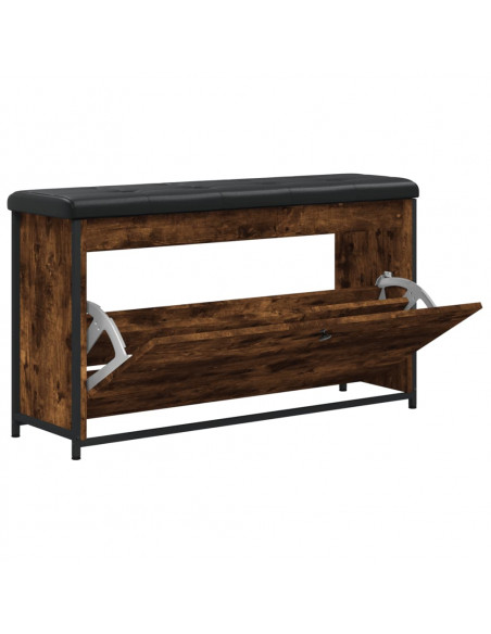 Panca Portascarpe Cassetto Ribaltabile Rovere Fumo 102x32x56cm