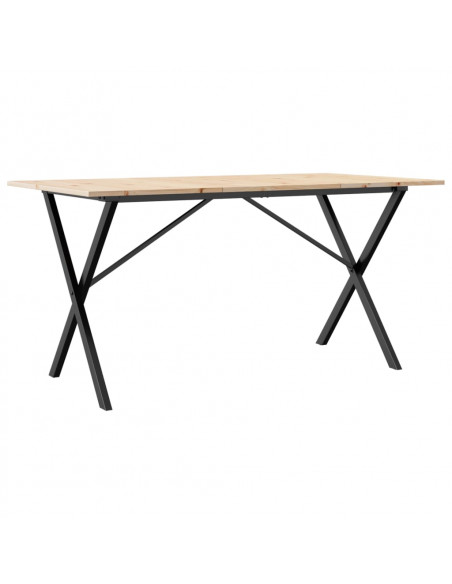 Tavolo da Pranzo Telaio a X 160x80x75 cm Massello Pino e Ghisa