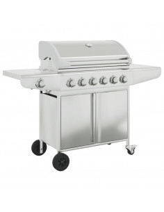 Griglia Barbecue a Gas con 7 Bruciatori Argento in Acciaio 2
