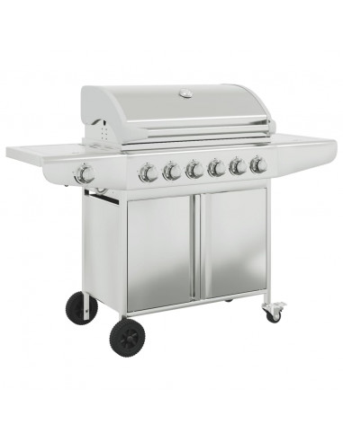 Griglia Barbecue a Gas con 7 Bruciatori Argento in Acciaio