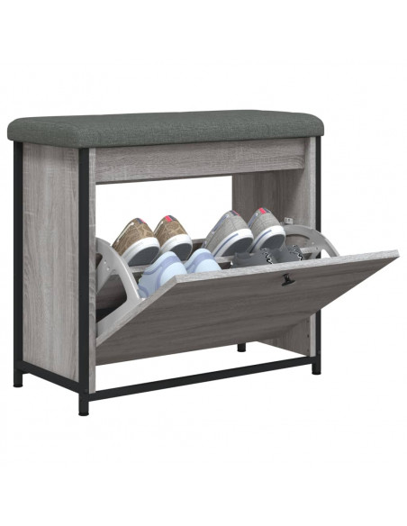 Panca Portascarpe Cassetto Ribaltabile Grigio Sonoma 62x32x56cm