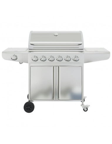 Griglia Barbecue a Gas con 7 Bruciatori Argento in Acciaio