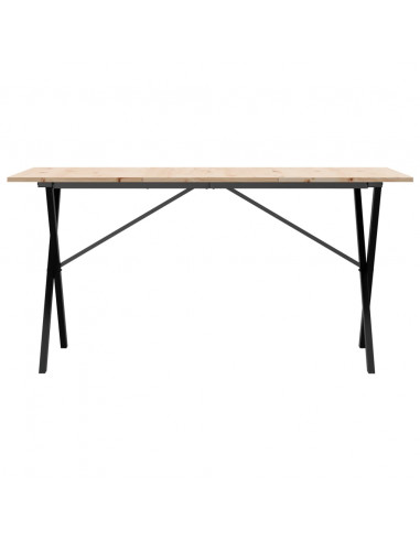 Tavolo da Pranzo Telaio a X 160x80x75 cm Massello Pino e Ghisa