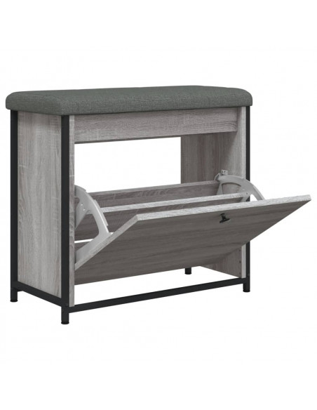 Panca Portascarpe Cassetto Ribaltabile Grigio Sonoma 62x32x56cm