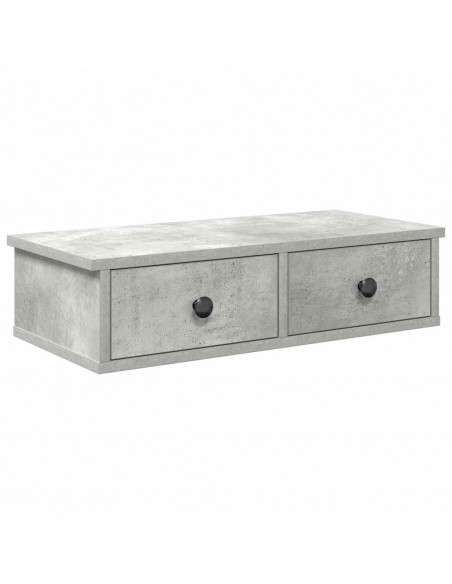 Scaffale a Parete con Cassetti Grigio 60x25x15 cm in Truciolato