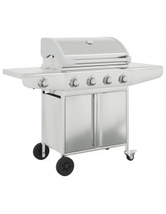 Griglia Barbecue a Gas con 5 Bruciatori Argento in Acciaio 2