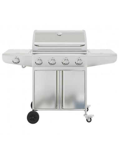 Griglia Barbecue a Gas con 5 Bruciatori Argento in Acciaio