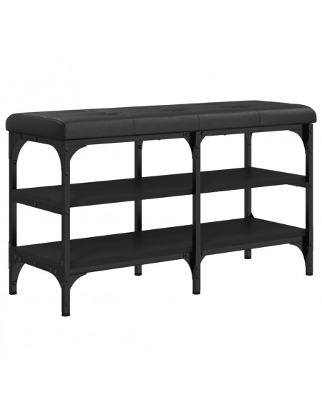 Panca Porta Scarpe Nera 82x32x47 cm in Legno Multistrato