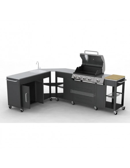 Barbecue a gas Montana, cucina portabile 4 bruciatori +1