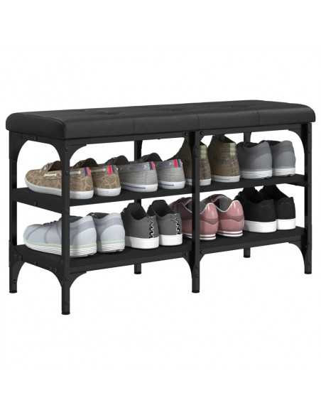 Panca Porta Scarpe Nera 82x32x47 cm in Legno Multistrato