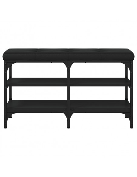 Panca Porta Scarpe Nera 82x32x47 cm in Legno Multistrato