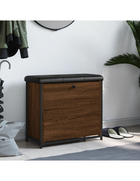 Panca Portascarpe Cassetto Ribaltabile Rovere Marrone 62x32x56