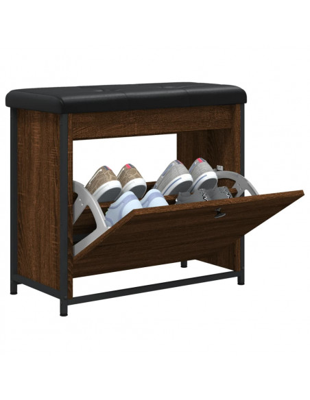 Panca Portascarpe Cassetto Ribaltabile Rovere Marrone 62x32x56