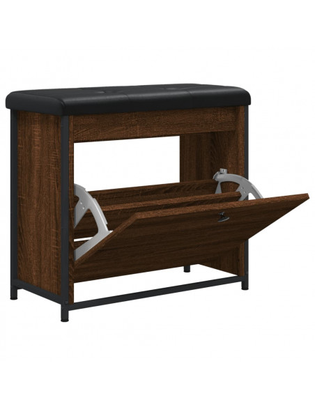 Panca Portascarpe Cassetto Ribaltabile Rovere Marrone 62x32x56