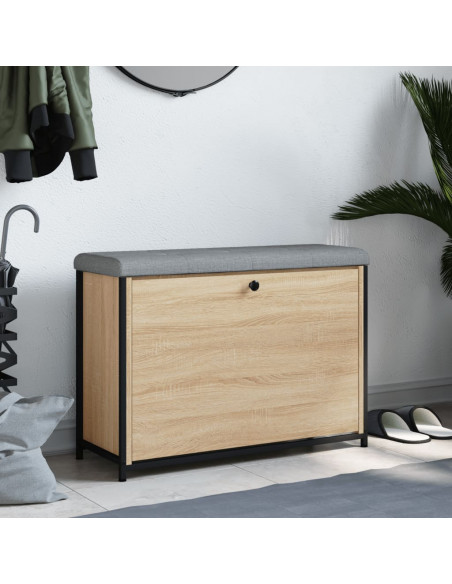 Panca Portascarpe Cassetto Ribaltabile Rovere Sonoma 82x32x56cm