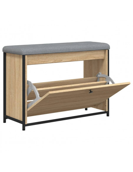 Panca Portascarpe Cassetto Ribaltabile Rovere Sonoma 82x32x56cm